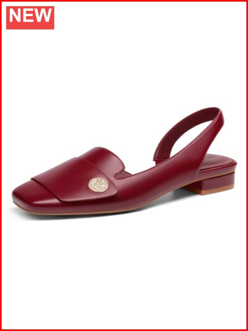 Womens Chunky Low Heel D'Orsay Slingback Square Closed Toe Slip On Pumps 0.87"